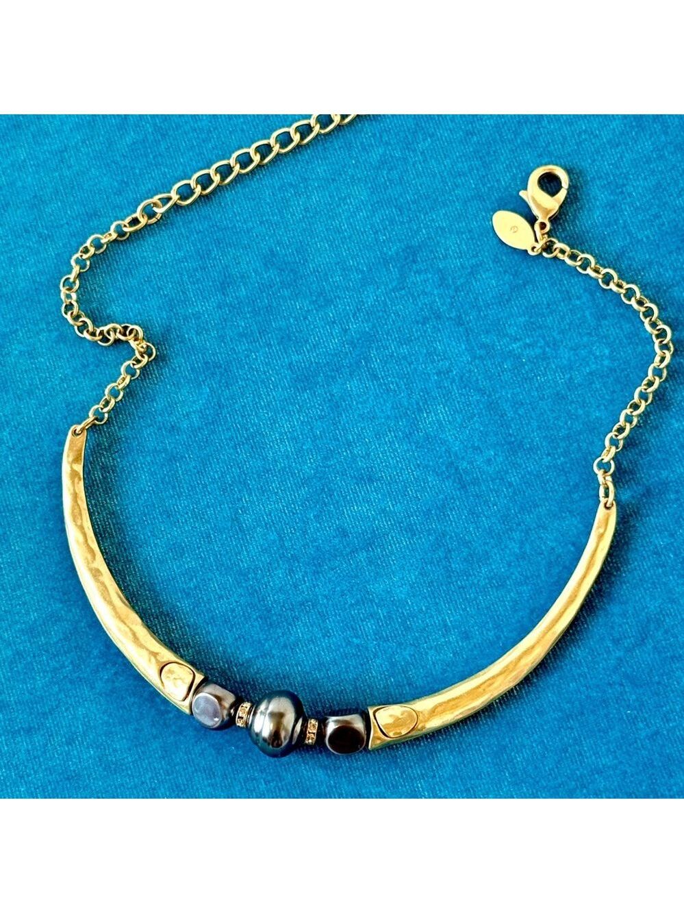 CHICO’s | Black Pearl & Gold Modern Collar Statement Necklace | NEW